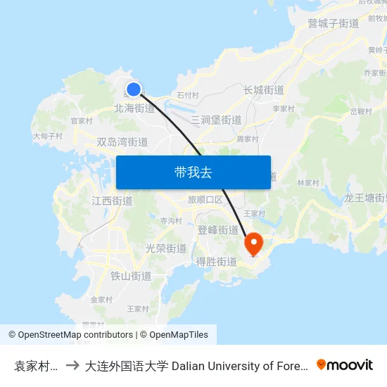袁家村道口 to 大连外国语大学 Dalian University of Foreign Languages map
