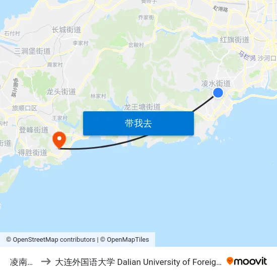 凌南中路 to 大连外国语大学 Dalian University of Foreign Languages map