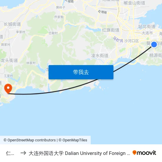 仁平街 to 大连外国语大学 Dalian University of Foreign Languages map