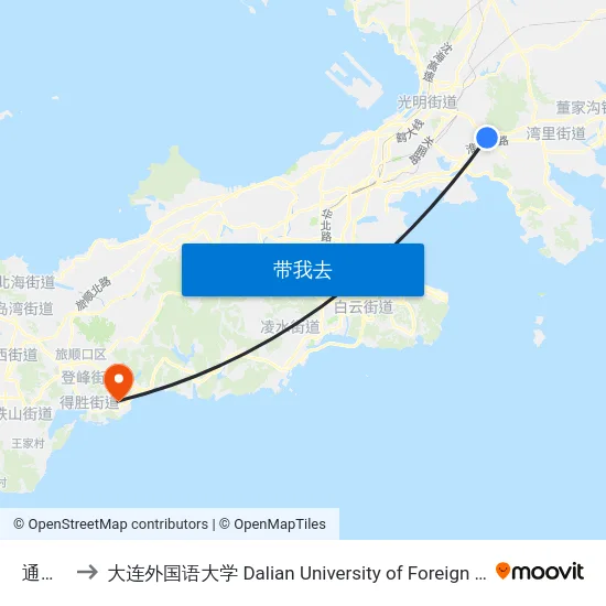 通世泰 to 大连外国语大学 Dalian University of Foreign Languages map