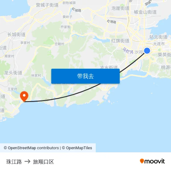 珠江路 to 旅顺口区 map