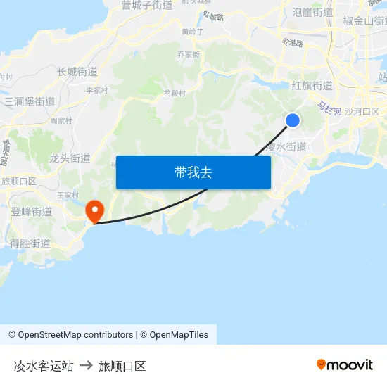 凌水客运站 to 旅顺口区 map