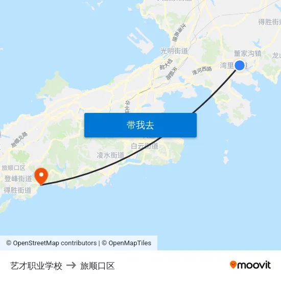 艺才职业学校 to 旅顺口区 map