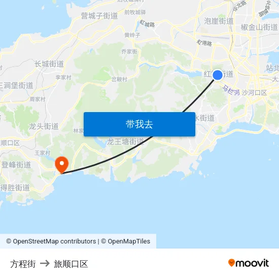 方程街 to 旅顺口区 map