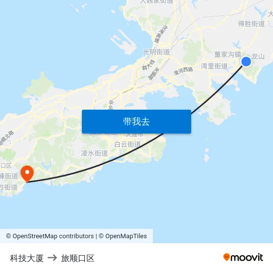 科技大厦 to 旅顺口区 map