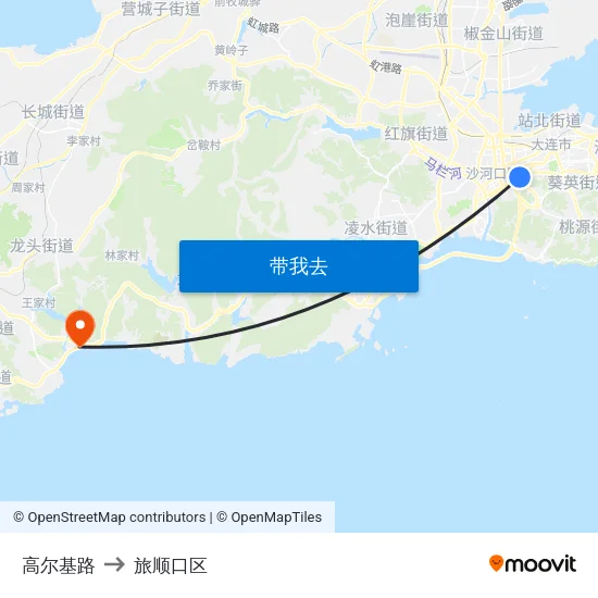 高尔基路 to 旅顺口区 map