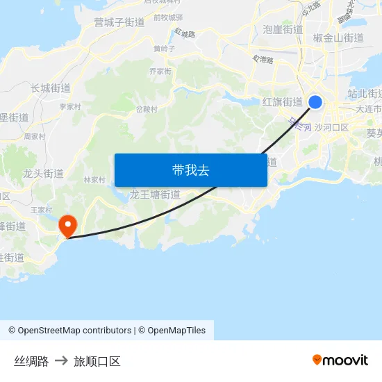 丝绸路 to 旅顺口区 map