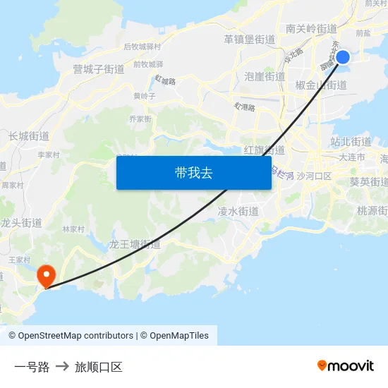 一号路 to 旅顺口区 map