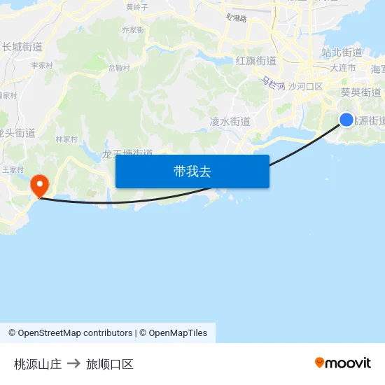 桃源山庄 to 旅顺口区 map