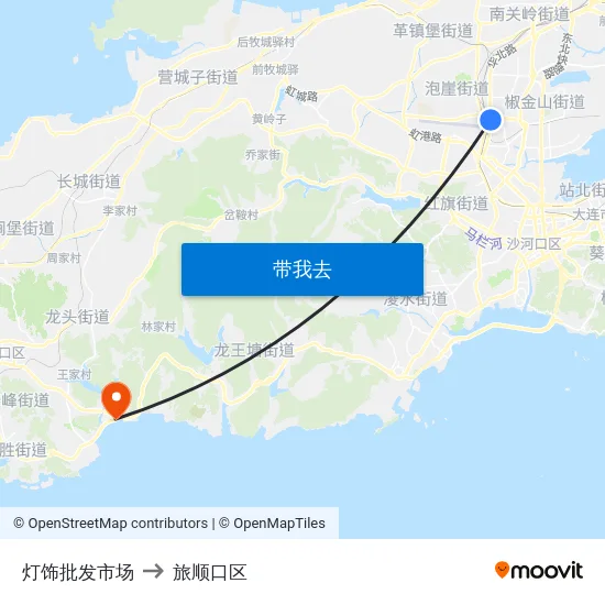 灯饰批发市场 to 旅顺口区 map