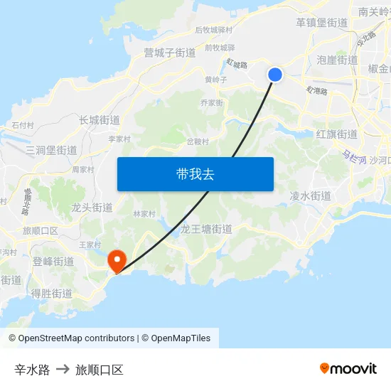 辛水路 to 旅顺口区 map