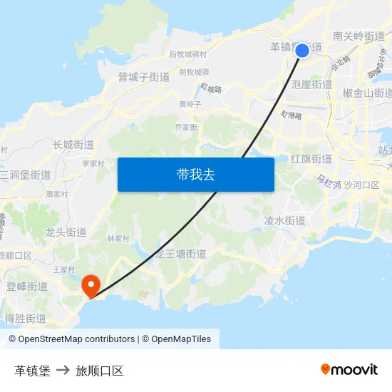 革镇堡 to 旅顺口区 map