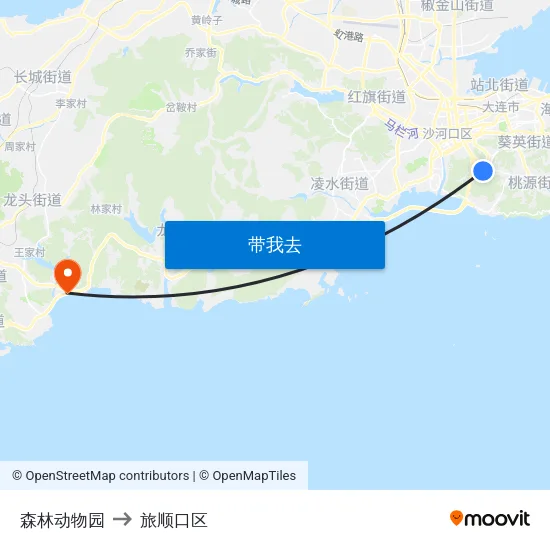 森林动物园 to 旅顺口区 map