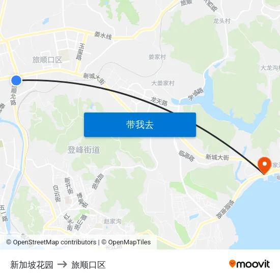 新加坡花园 to 旅顺口区 map
