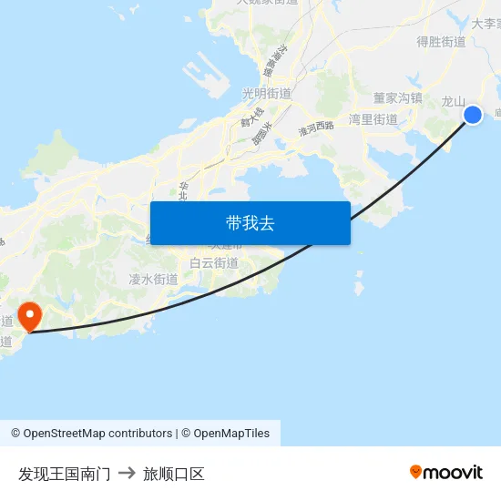 发现王国南门 to 旅顺口区 map
