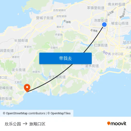 欣乐公园 to 旅顺口区 map