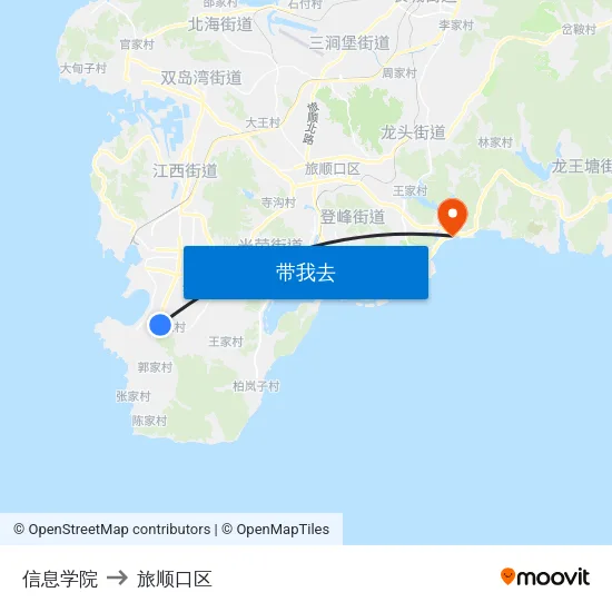 信息学院 to 旅顺口区 map