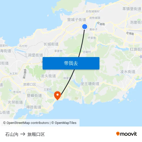 石山沟 to 旅顺口区 map