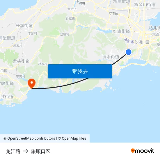 龙江路 to 旅顺口区 map