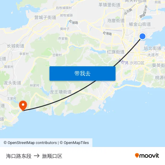 海口路东段 to 旅顺口区 map