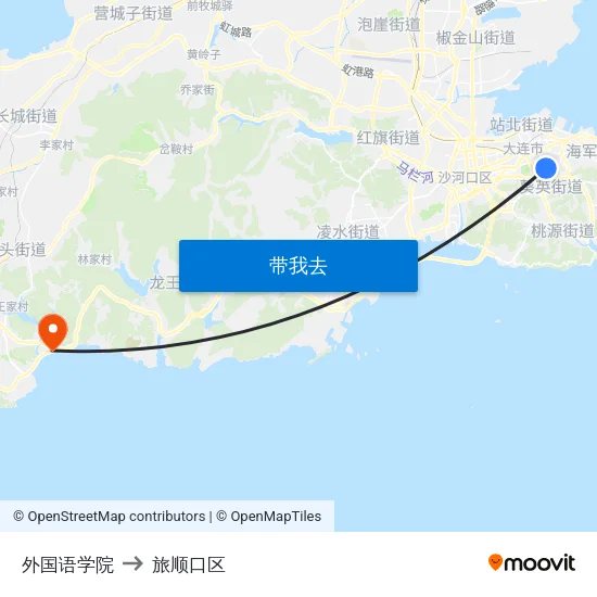 外国语学院 to 旅顺口区 map