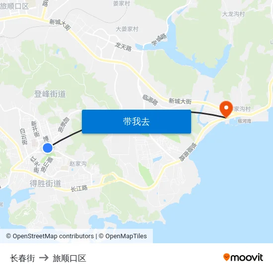 长春街 to 旅顺口区 map