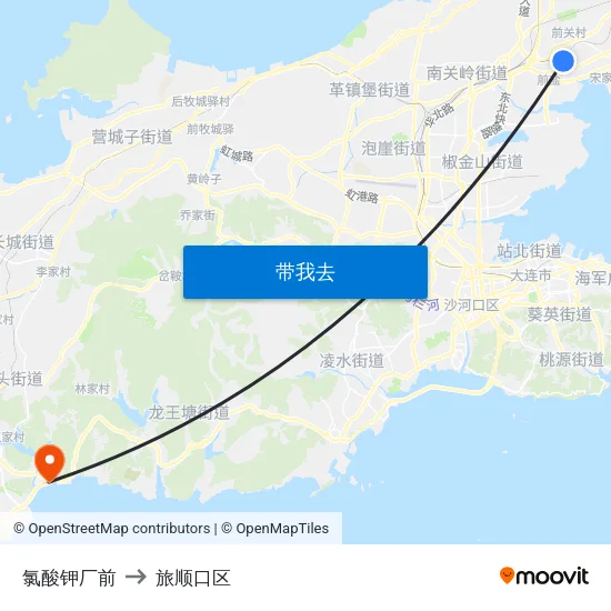 氯酸钾厂前 to 旅顺口区 map