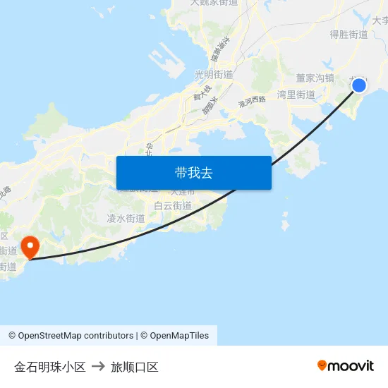 金石明珠小区 to 旅顺口区 map
