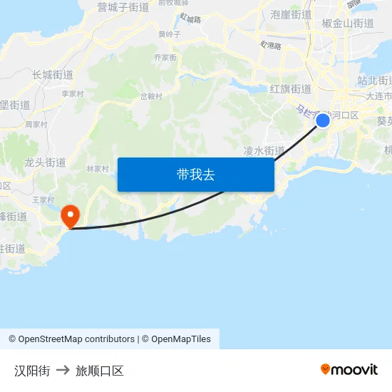汉阳街 to 旅顺口区 map