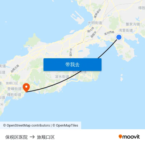 保税区医院 to 旅顺口区 map