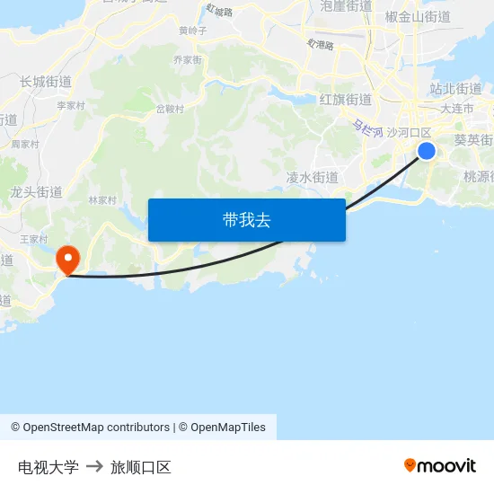 电视大学 to 旅顺口区 map