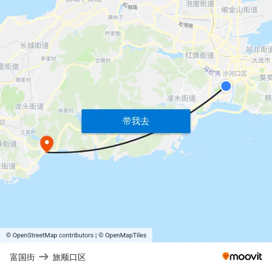 富国街 to 旅顺口区 map