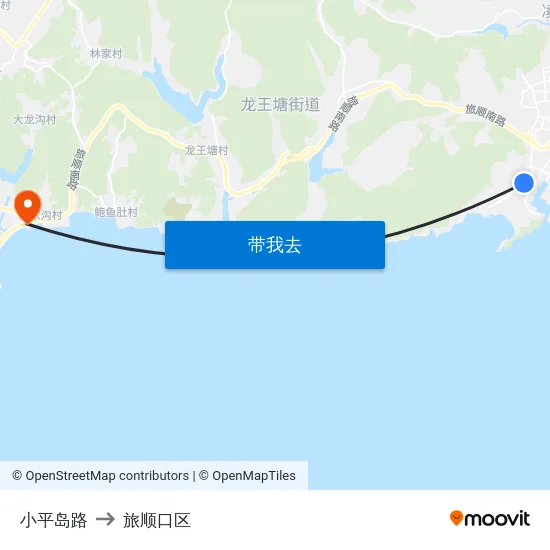 小平岛路 to 旅顺口区 map