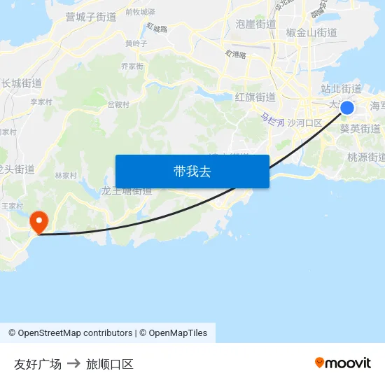 友好广场 to 旅顺口区 map