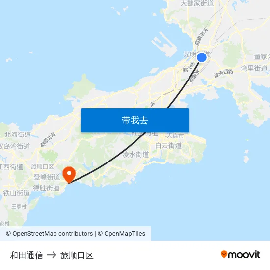 和田通信 to 旅顺口区 map