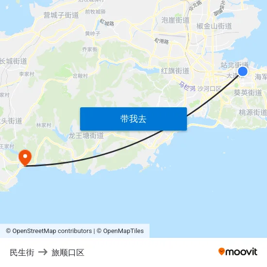 民生街 to 旅顺口区 map