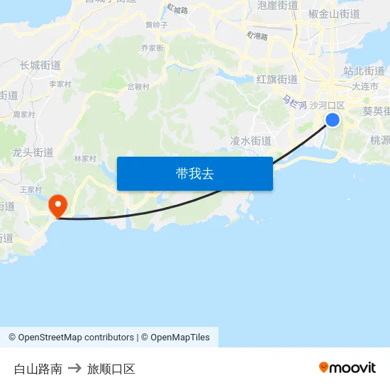 白山路南 to 旅顺口区 map