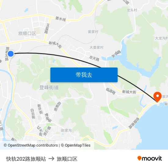 快轨202路旅顺站 to 旅顺口区 map