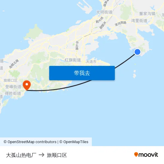 大孤山热电厂 to 旅顺口区 map