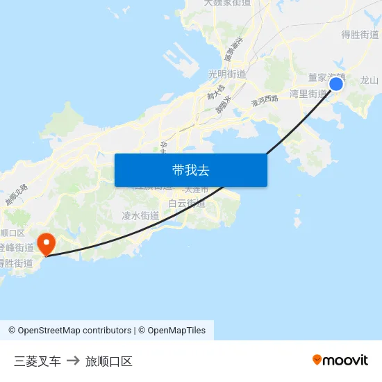 三菱叉车 to 旅顺口区 map