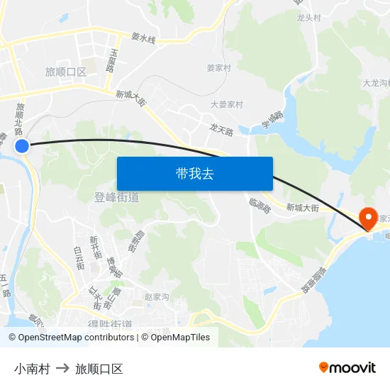 小南村 to 旅顺口区 map