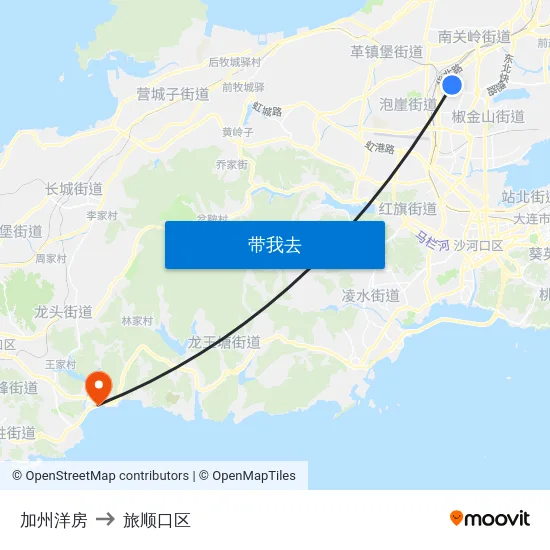 加州洋房 to 旅顺口区 map