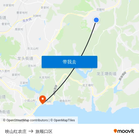 映山红农庄 to 旅顺口区 map