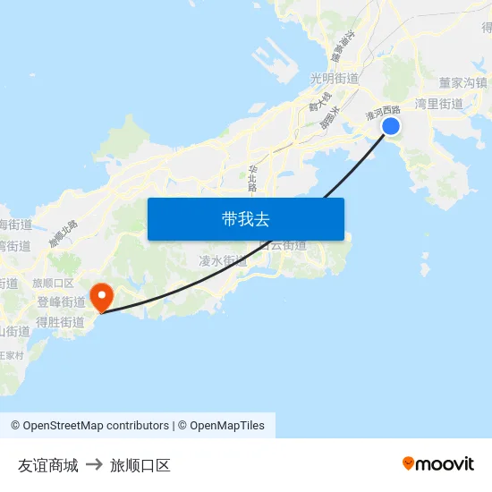 友谊商城 to 旅顺口区 map