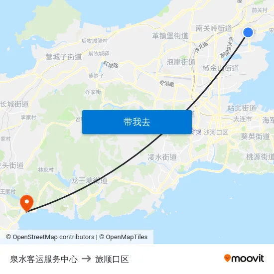 泉水客运服务中心 to 旅顺口区 map