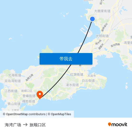 海湾广场 to 旅顺口区 map