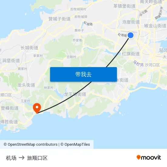 机场 to 旅顺口区 map