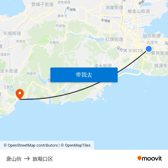 唐山街 to 旅顺口区 map