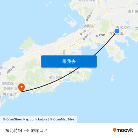 东北特钢 to 旅顺口区 map