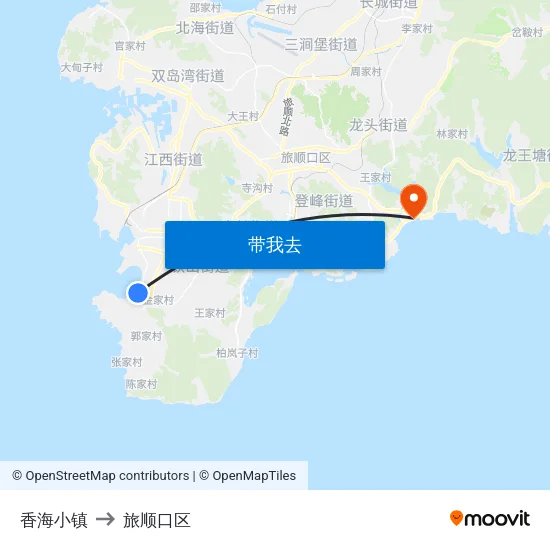 香海小镇 to 旅顺口区 map